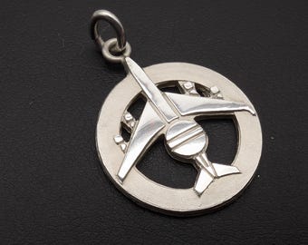 Rare 1970s Sterling Silver AWACS Boeing E-3 Sentry Air Force Airplane Pendant or Charm - 23mm