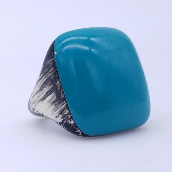 1930's Turquoise Blue Celluloid Ring - Size