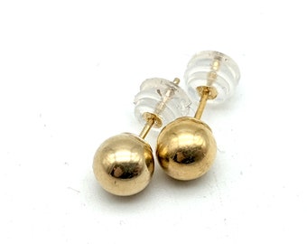 5mm 14K Round Gold Ball Stud Earrings