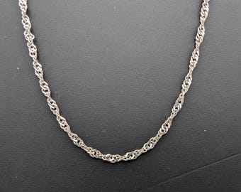 4mm Sterling Silver Twisted Diamond Cut Herringbone Chain Necklace - 18"