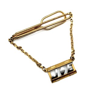 Vintage Gold Tone JOE Tie Bar with Chain