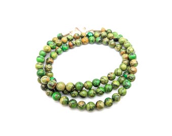 Vintage Sterling Silver & Green Turquoise Beaded Necklace Signed DTR, Jay King Mine Finds