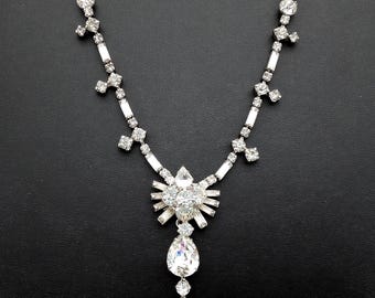 Art Deco Rhinestone Choker Necklace - 15"