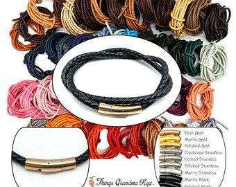 Thick 5mm Braided Leather & Stainless Steel Bayonet Clasp Necklace or Choker - Custom Made