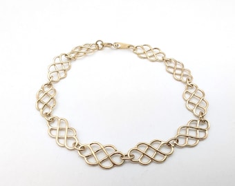 Vintage Gold Vermeil Sterling Silver Filigree Link Bracelet Signed Danecraft - 7.75"