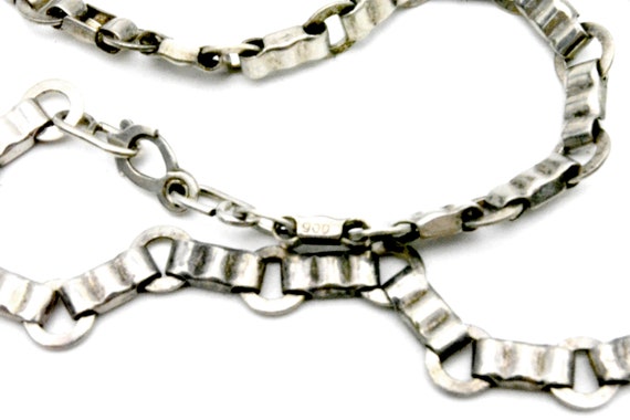 Antique Heavy Circle Link Chain Necklace - 900 Si… - image 6