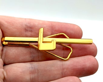 Vintage Gold Tone Letter L Tie Bar / Clip