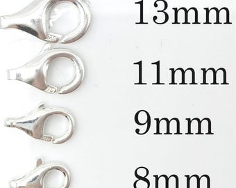 8-13mm Solid Sterling Silver Trigger Clasp / Lobster Clasps, No Jump Ring