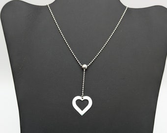 Vintage Sterling Silver Heart Pendant Y Necklace - 15-18" Adjustable
