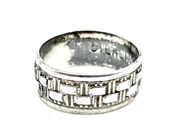 Woven Texture Sterling Silver Band Ring - Size 6.5