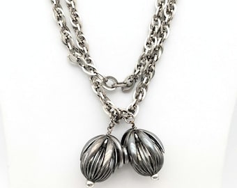 Napier Cumquat Melon Silver Pendant Necklace - 32"