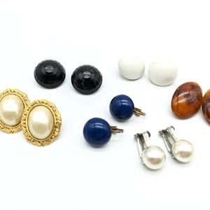 Six Pairs of Vintage Clip On Earrings - Various Styles