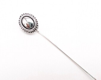 Vintage Sarah Coventry Silver Tone & Faux Hematite Stick Pin