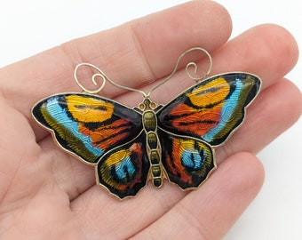 Large David Anderson Norway Enamel Gold Vermeil Sterling Butterfly Brooch - 2 3/8"
