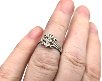 Vintage Dainty Sterling Silver CZ Hearts Split Band Toe Ring Signed Avon