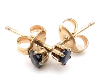 Dainty Sapphire & 14k Gold Stud Earrings