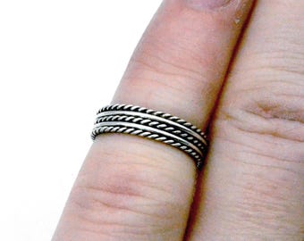 Sterling Silver Rope Design Toe Ring