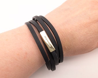 Vintage Coach Black and Gold Leather Wrap Bracelet