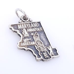 Vintage Sterling Silver Map of Maryland State Souvenir Charm