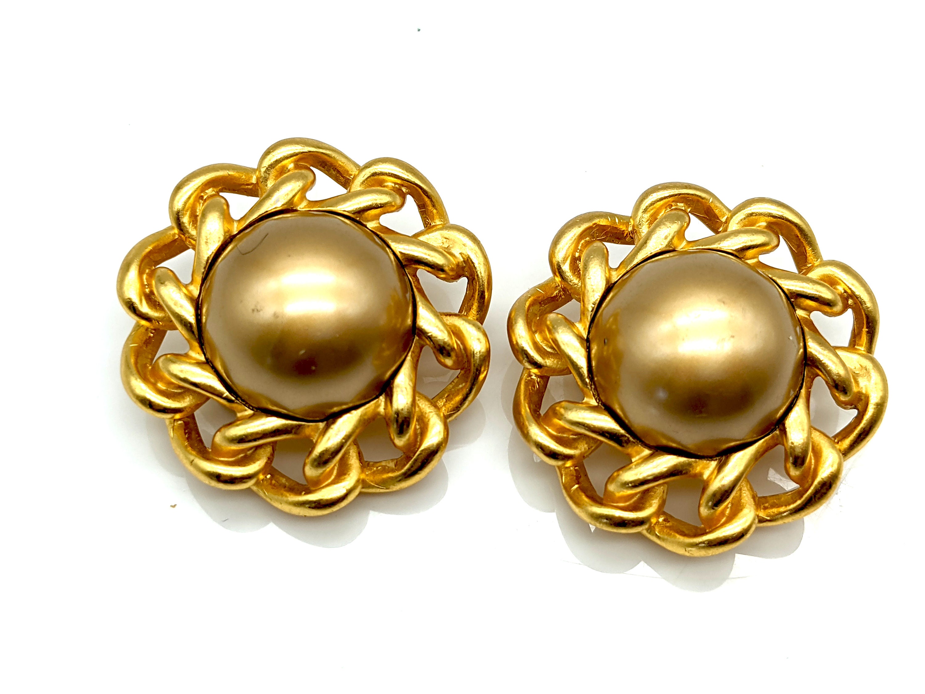 Vintage Signed Carolee Gold Tone Faux Pearl Rope Bezel Clip -  Denmark