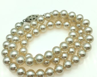 High Quality Faux Pearl Vintage Necklace with Sterling Silver Clasp, 6mm - 16"