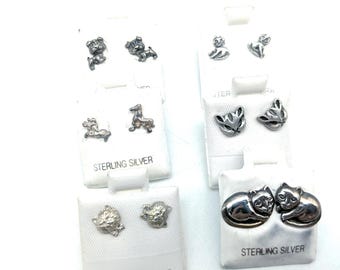 Small  Sterling Silver Dog or Cat Stud Earrings