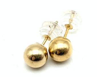 5mm 14K Round Gold Ball Stud Earrings