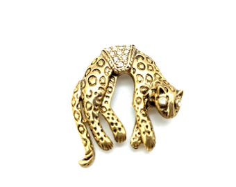 Old Stock Rhinestone Cheetah  Brooch