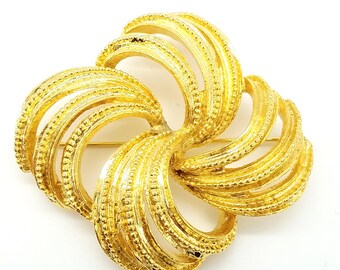 Vintage Gold-Tone Swirl Brooch
