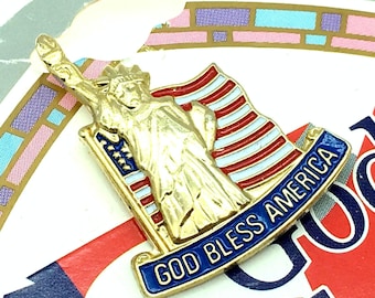 Vintage "God Bless America" Pin, Statue of Liberty
