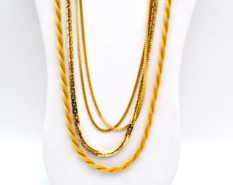 Long Coro Vendome 1960's Gold Plated Multi-Strand Chain Necklace