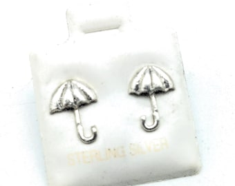 Small  Sterling Silver Umbrella Stud Earrings