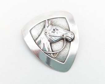 Vintage Beau Sterling Silver Horse Head Shield Brooch