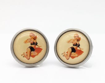 1950s Marilyn Monroe Pin-Up Girl Cufflinks