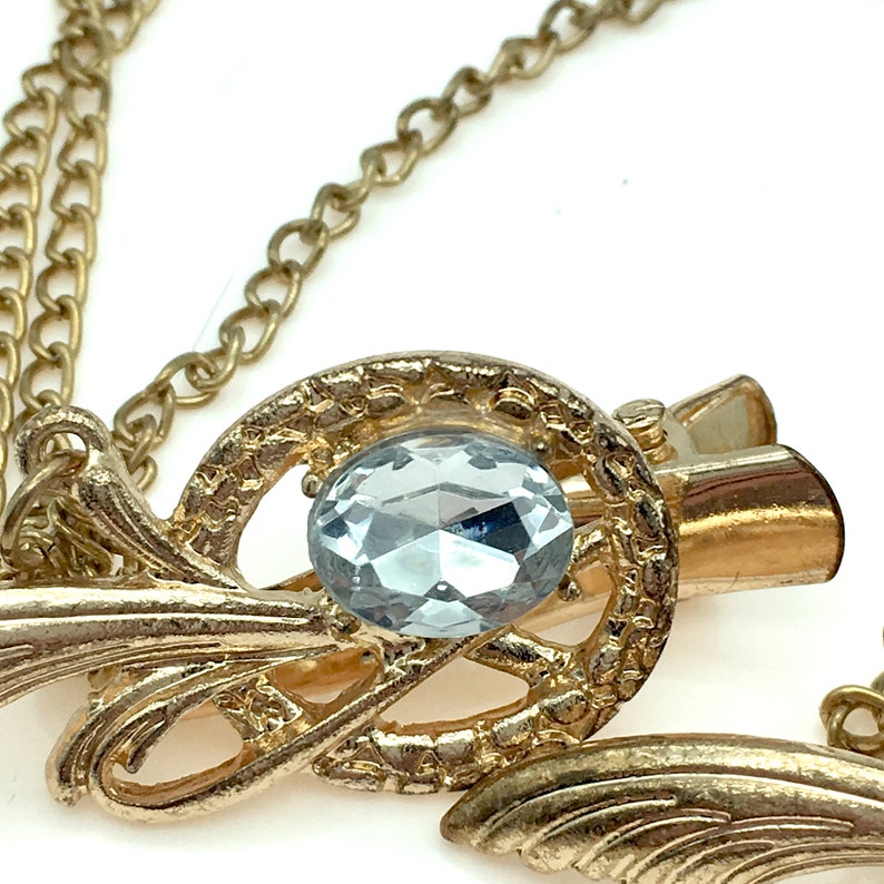 Vintage Goldtone /& Rhinestone Sweater Clip