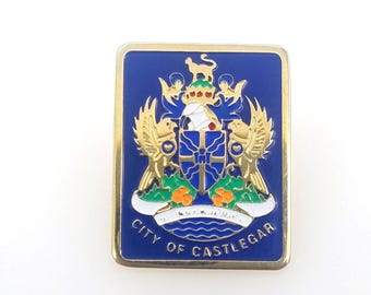 Vintage City of Castlegar, British Columbia, Canada Souvenir Pin With City Crest