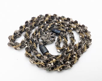 Black, Gold & Silver Twisted Chain Necklace