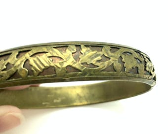 Cut Out Brass Dual Layer Bangle Bracelet