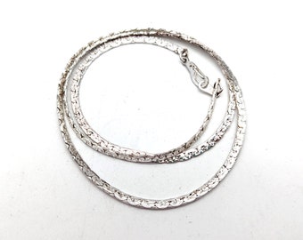 Sparling Silver Plated Flat Serpentine Chain Necklace With Easy Clasp