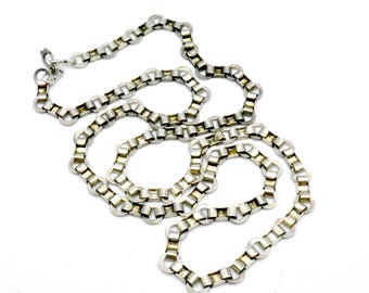Antique Heavy Circle Link Chain Necklace - 900 Silver