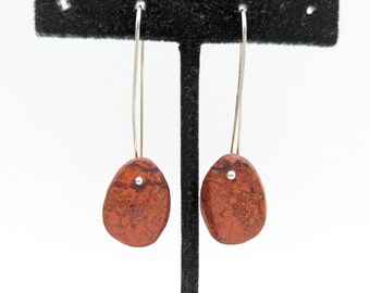 Vintage Red Sponge Coral & Sterling Silver Dangle Earrings