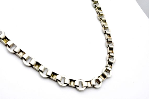 Antique Heavy Circle Link Chain Necklace - 900 Si… - image 2
