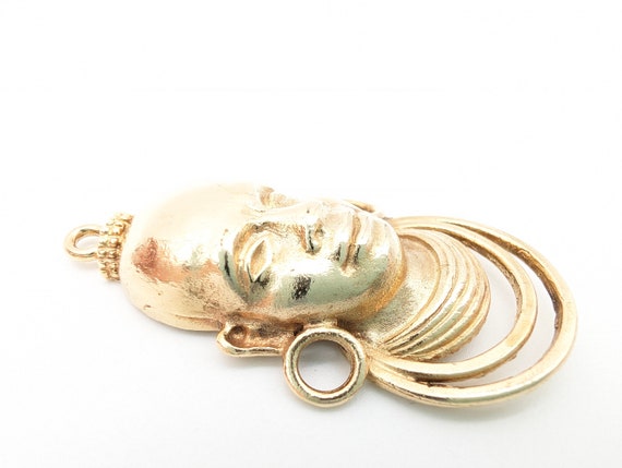Rare Antique 9K Gold African Nubian Tribal Head P… - image 5