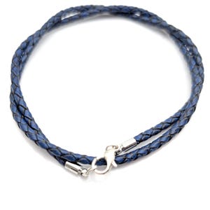 Collar con cordón de cuero trenzado de 3 mm, plata de ley, baño de oro, estilo minimalista.