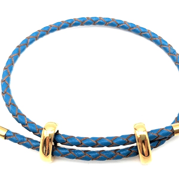 57 Colors! Custom Made Braided Leather Slide Bracelet, Adjustable