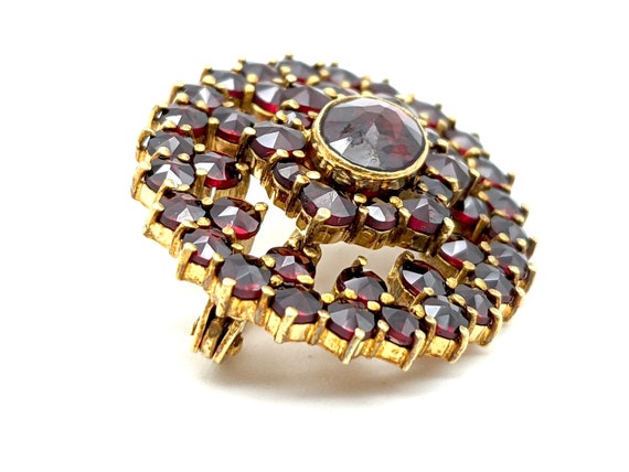 Antique 18K Gold & Rose Cut Bohemian Garnet Brooch - image 4