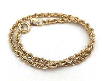 Diamond Cut 14k Gold Over Sterling Rope Chain Vintage Bracelet Signed Danecraft - 8"