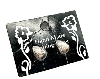 Etched Sterling Silver Teardrop Stud Earrings - 10mm