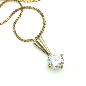 Vintage 14K Gold-Filled & CZ Pendant Necklace - 17&quot;