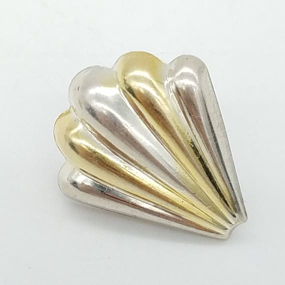Vintage Sterling Silver Shell Stud Earrings - image 3